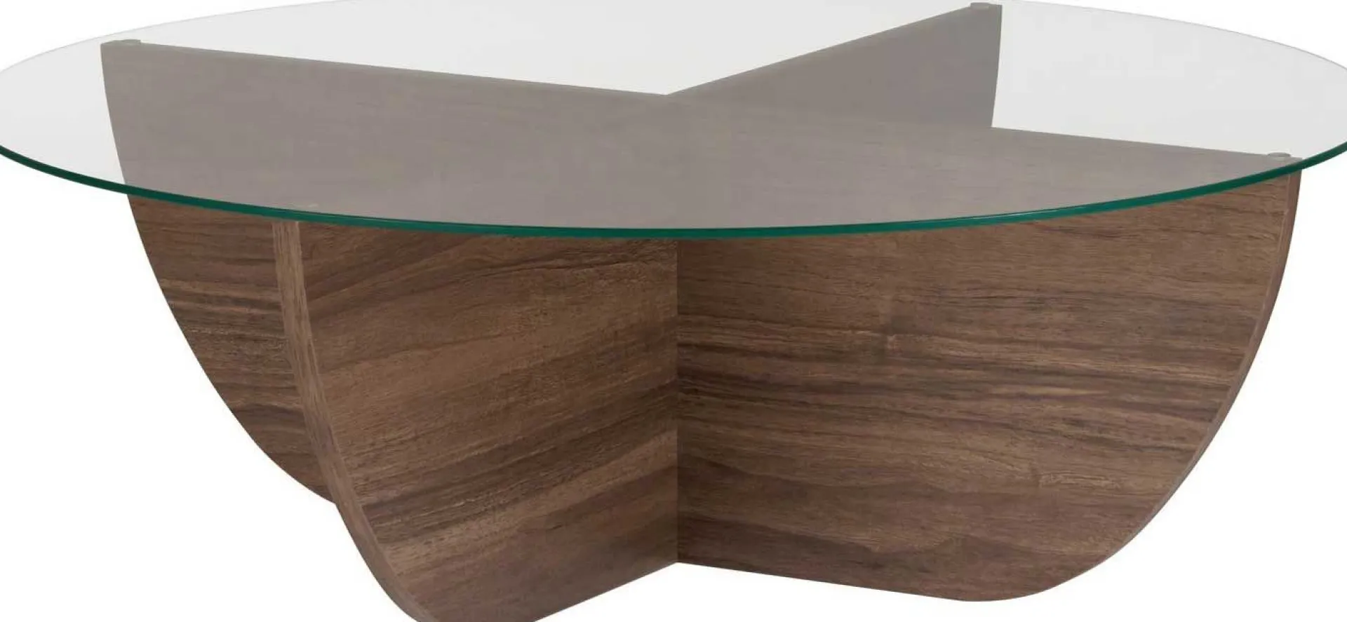 Emob Couchtisch Liya - 100% TEMPERED GLASS - Walnuss - 30 x 90 x 90 cm