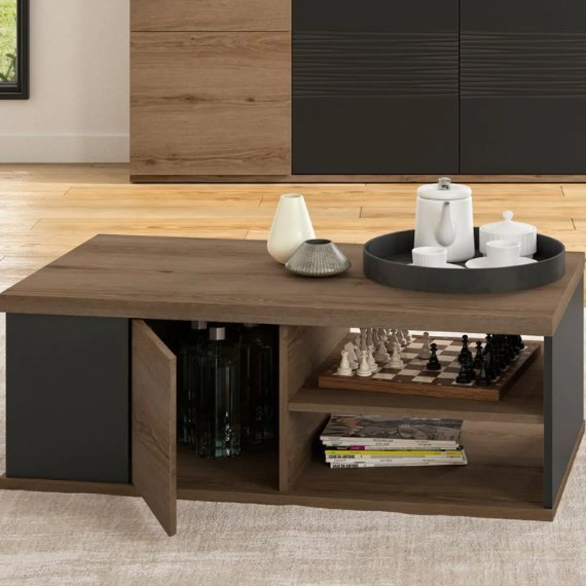 Gautier - Gami Couchtisch Magda | 110 x 60 x 40 cm | Brown Matte Black