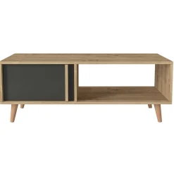 Emob Couchtisch Malmo - 120x60x45cm - mit Ablage - Eiche Dekor/anthrazit