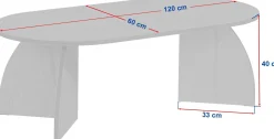 Emob Couchtisch Melina - 100% MELAMINE - Walnuss - 40 x 60 x 120 cm
