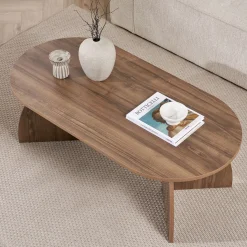 Emob Couchtisch Melina - 100% MELAMINE - Walnuss - 40 x 60 x 120 cm