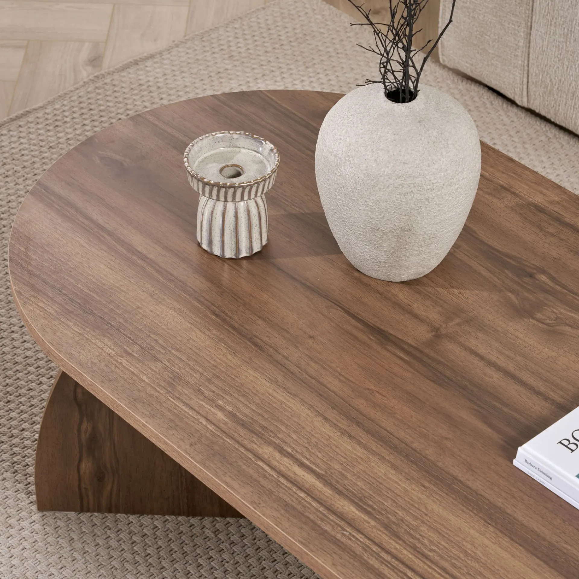Emob Couchtisch Melina - 100% MELAMINE - Walnuss - 40 x 60 x 120 cm