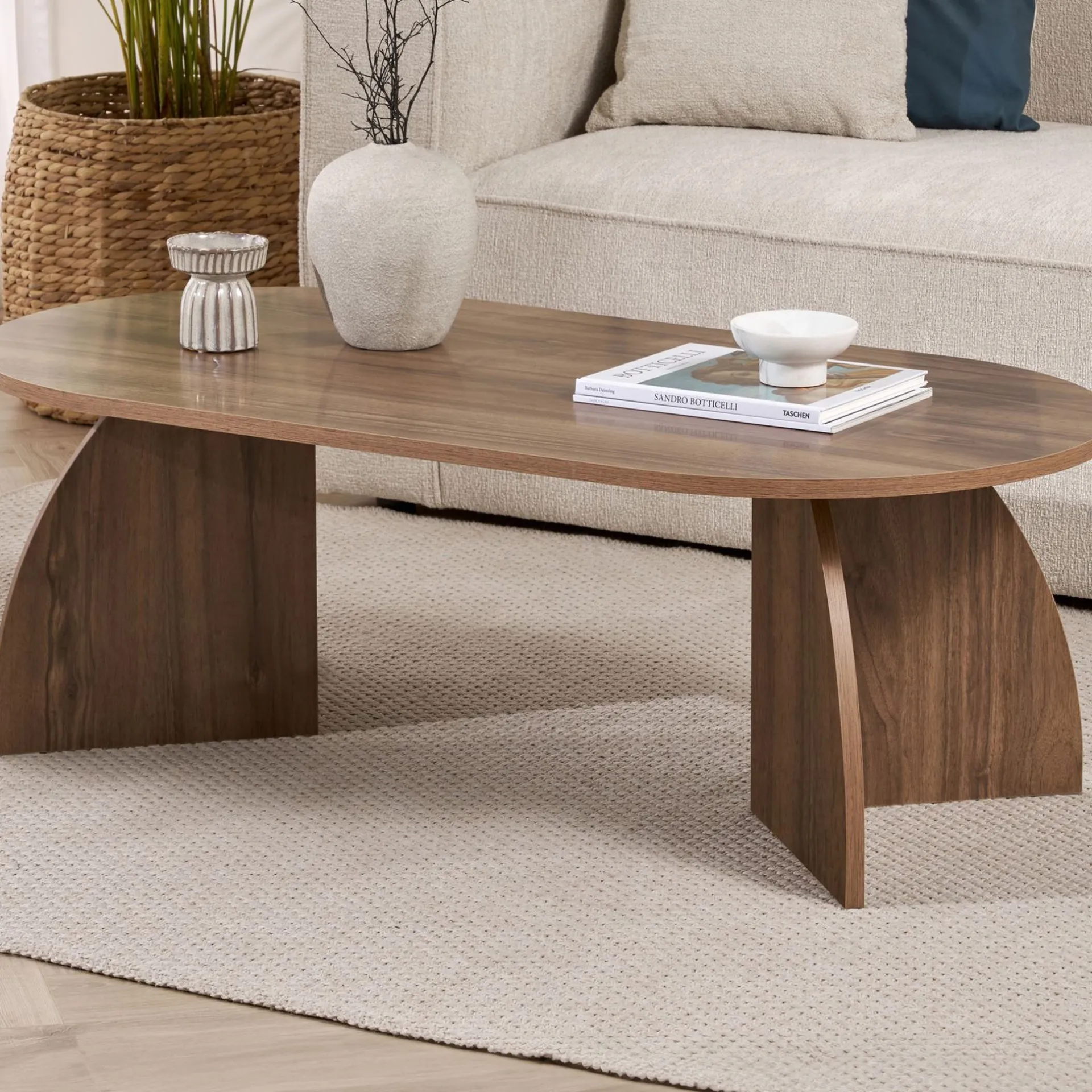 Emob Couchtisch Melina - 100% MELAMINE - Walnuss - 40 x 60 x 120 cm