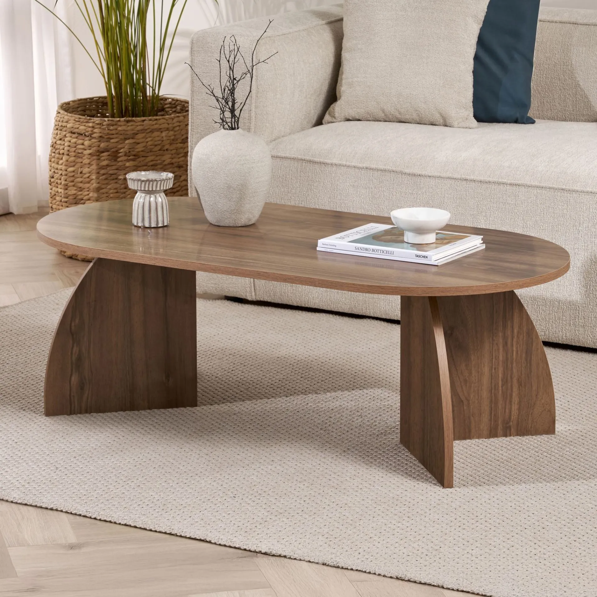 Emob Couchtisch Melina - 100% MELAMINE - Walnuss - 40 x 60 x 120 cm
