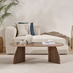 Emob Couchtisch Melina - 100% MELAMINE - Walnuss - 40 x 60 x 120 cm