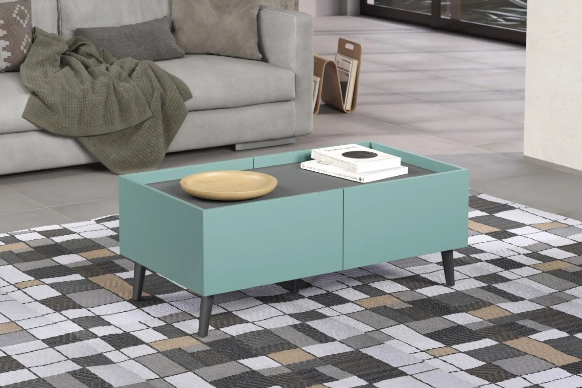 Trendteam Couchtisch Melton | 110 x 60 x 44 cm | Anthrazitblau