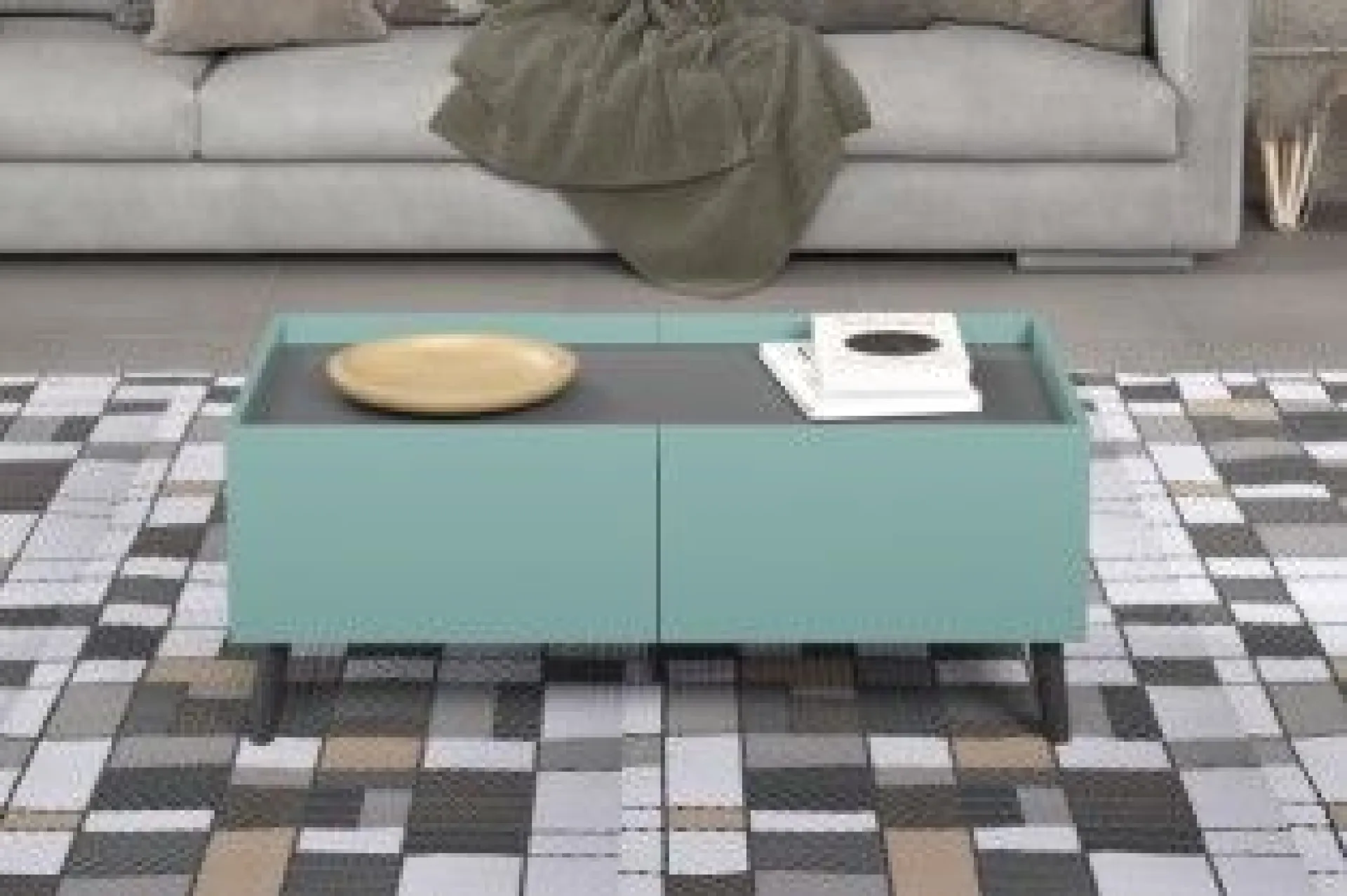 Trendteam Couchtisch Melton | 110 x 60 x 44 cm | Anthrazitblau