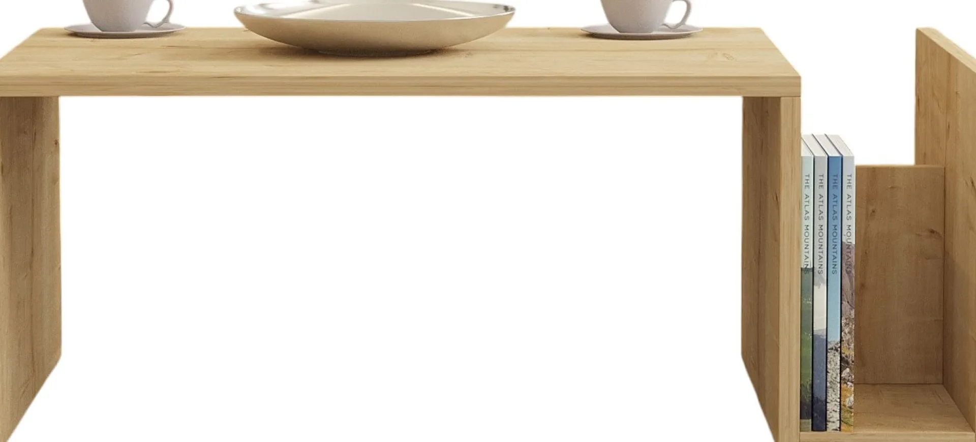 Emob Couchtisch Memo - 100% MELAMINE - Saphireiche - 86,8 x 32,4 x 50 cm