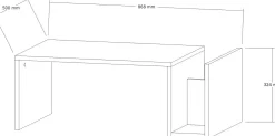 Emob Couchtisch Memo - 100% MELAMINE - Saphireiche - 86,8 x 32,4 x 50 cm