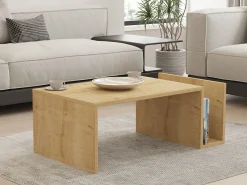 Emob Couchtisch Memo - 100% MELAMINE - Saphireiche - 86,8 x 32,4 x 50 cm