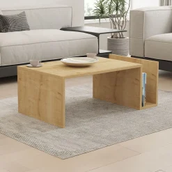 Emob Couchtisch Memo - 100% MELAMINE - Saphireiche - 86,8 x 32,4 x 50 cm