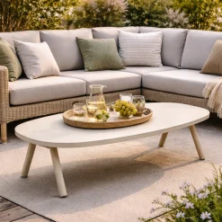 Gescova Couchtisch Midleton Gartenmöbel Aluminium Travertin 130x70x30cm