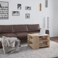 Emob Couchtisch Milana 70x50 cm-Sonoma Eiche/Weiß