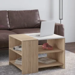 Emob Couchtisch Milana 70x50 cm-Sonoma Eiche/Weiß