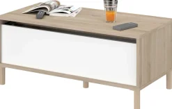 Parisot Couchtisch Morpheus - 100x50x44-65cm - mit Ablage - Eiche Dekor/Weiß