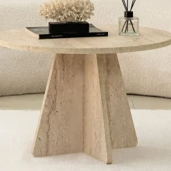 Emob Couchtisch Mushroom - 100% MELAMINE - Travertin - 60 x 40 x 60 cm