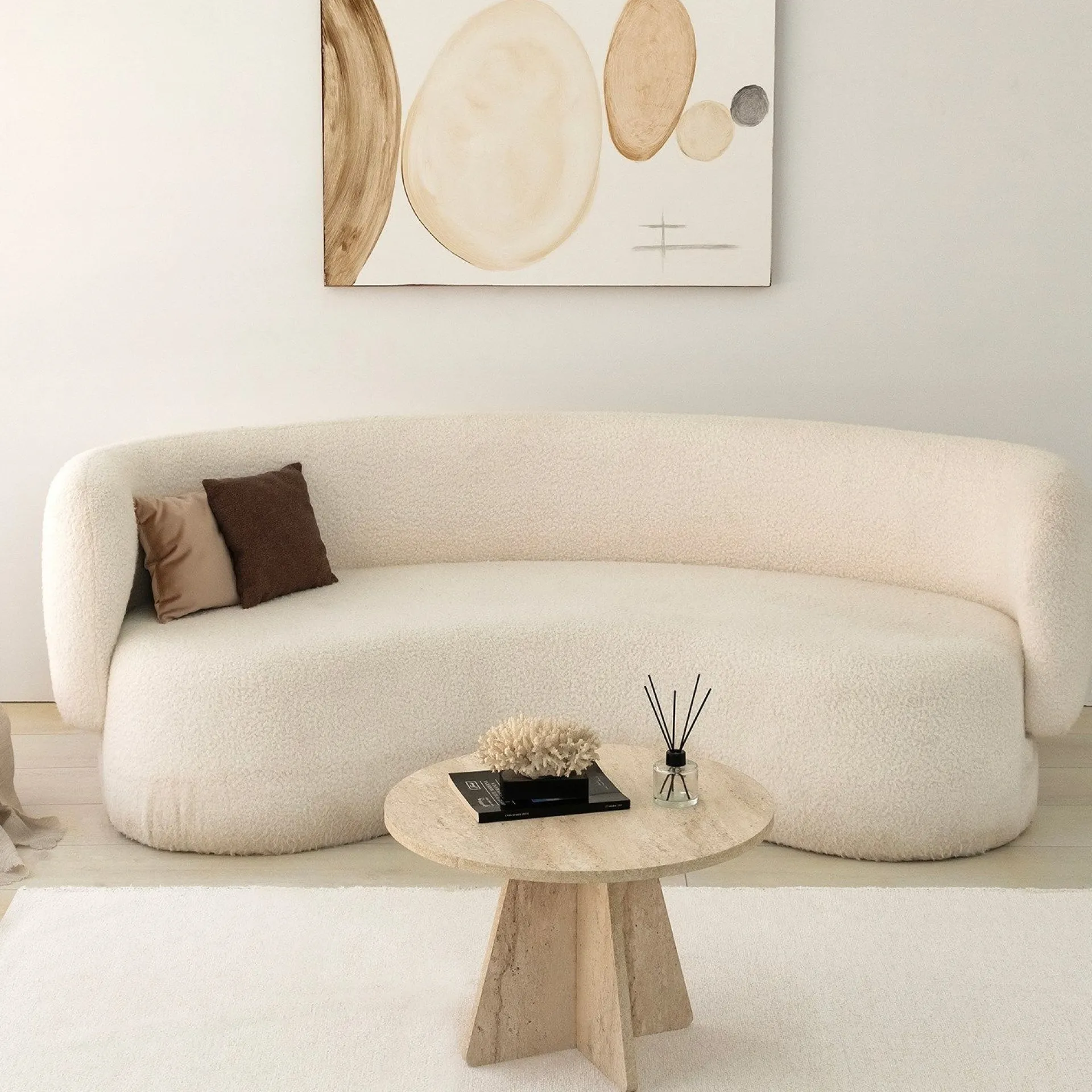 Emob Couchtisch Mushroom - 100% MELAMINE - Travertin - 60 x 40 x 60 cm