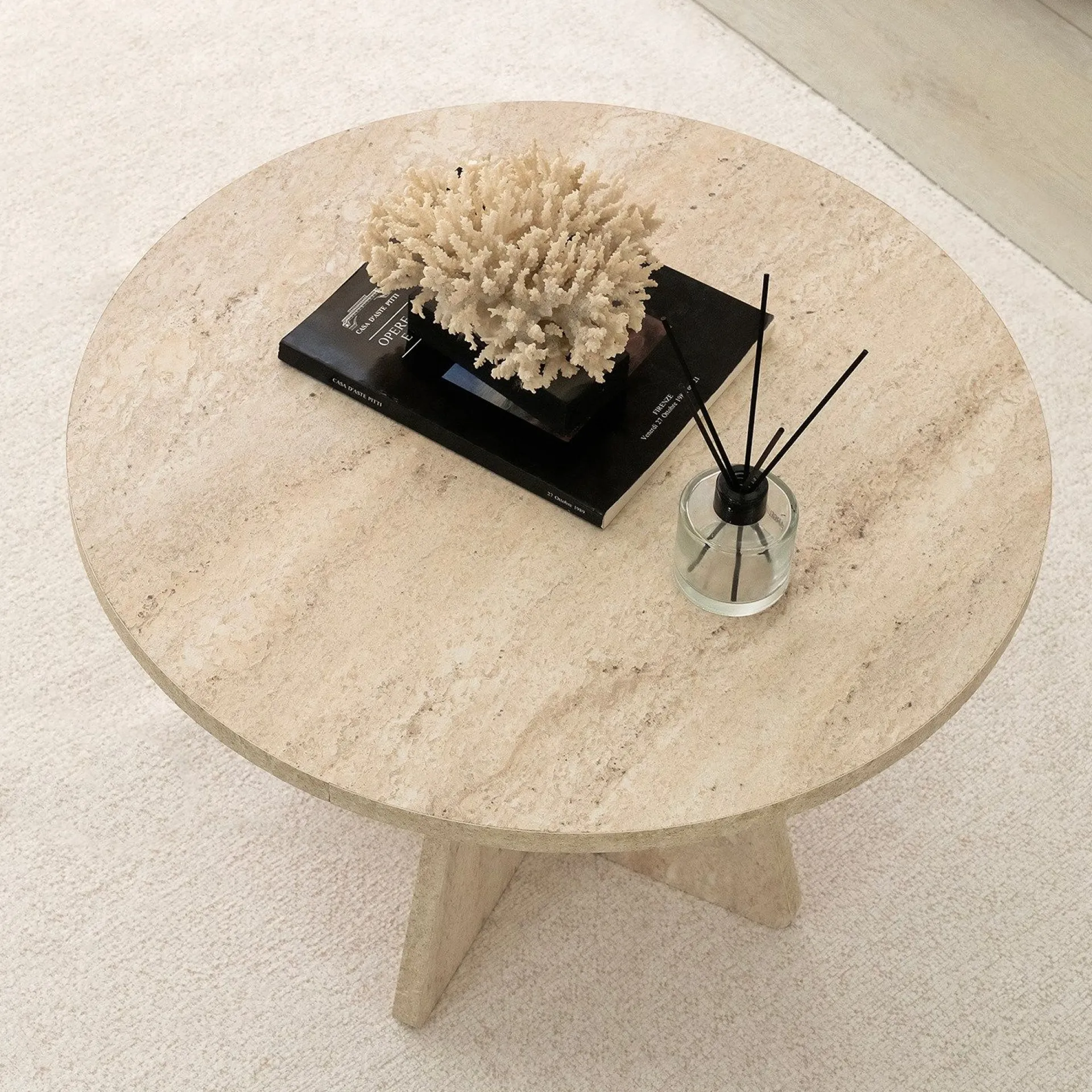 Emob Couchtisch Mushroom - 100% MELAMINE - Travertin - 60 x 40 x 60 cm