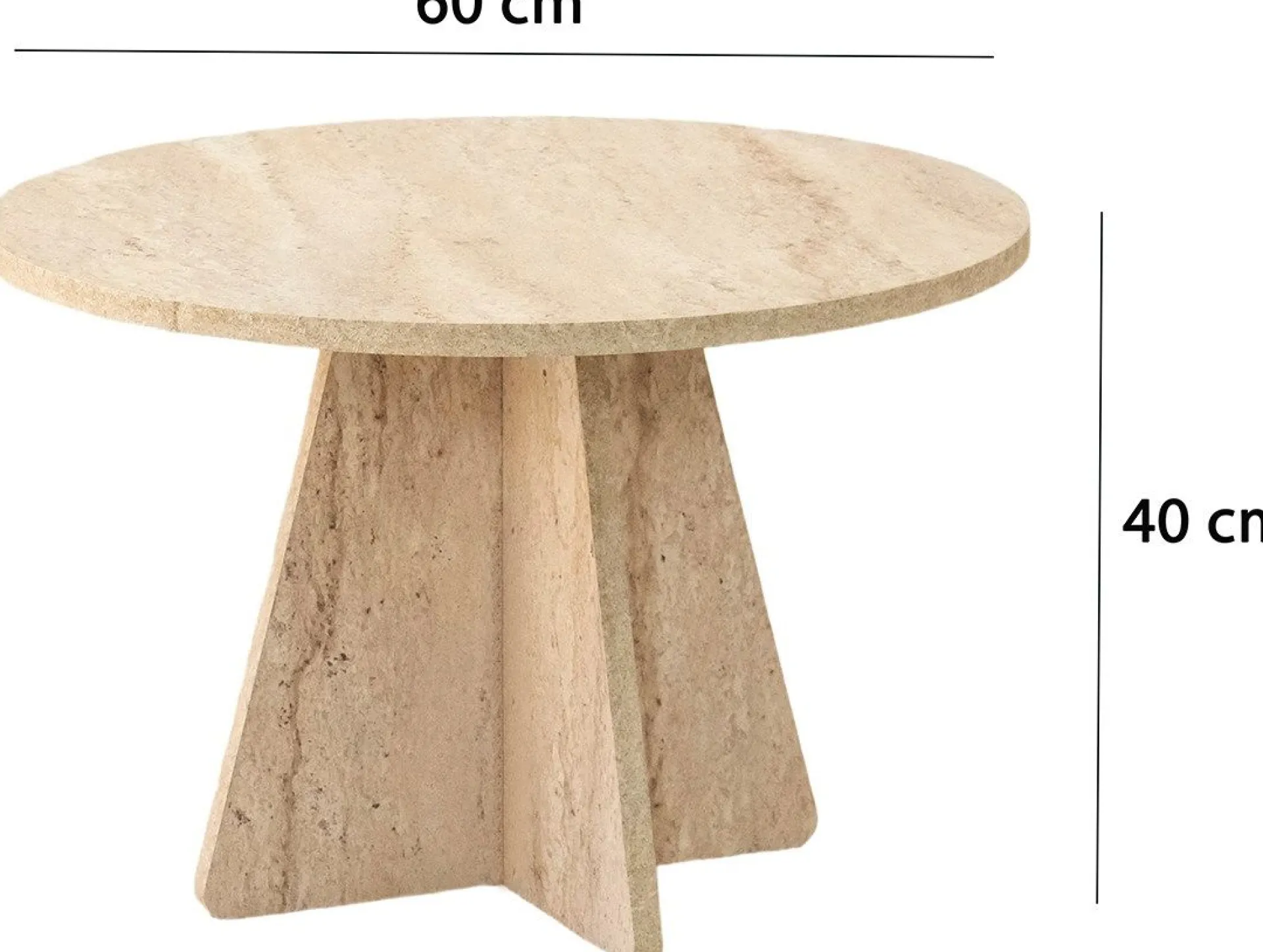 Emob Couchtisch Mushroom - 100% MELAMINE - Travertin - 60 x 40 x 60 cm