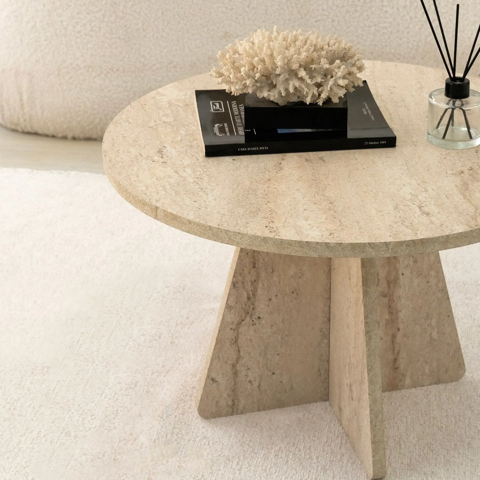 Emob Couchtisch Mushroom - 100% MELAMINE - Travertin - 60 x 40 x 60 cm