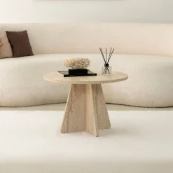 Emob Couchtisch Mushroom - 100% MELAMINE - Travertin - 60 x 40 x 60 cm