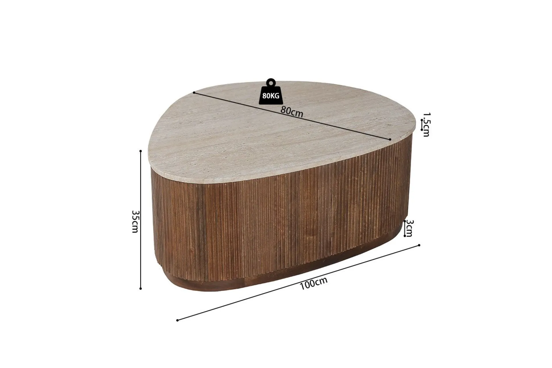Rousseau Couchtisch Nolan | 100 x 80 x 35 cm | Design Travertin
