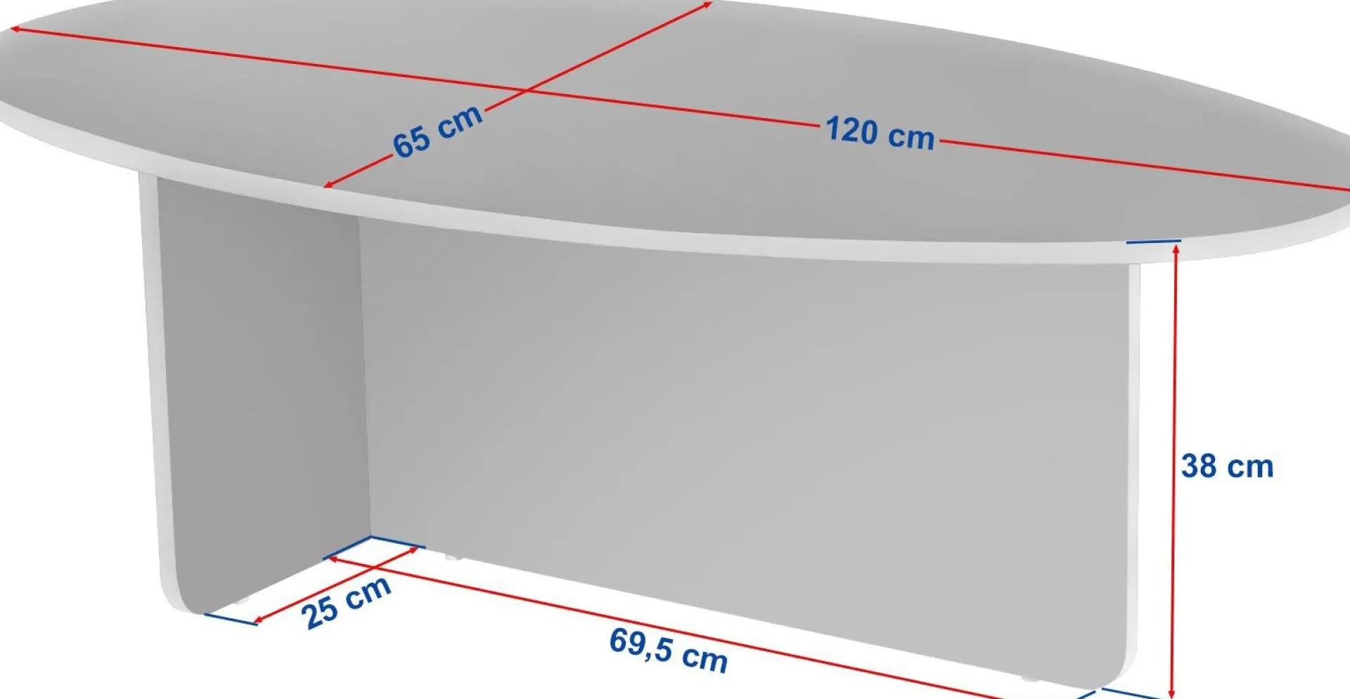 Emob Couchtisch Orba - 100% MELAMINE - Eiche - 40 x 65 x 120 cm