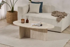 Emob Couchtisch Orba - 100% MELAMINE - Travertin - 40 x 65 x 120 cm