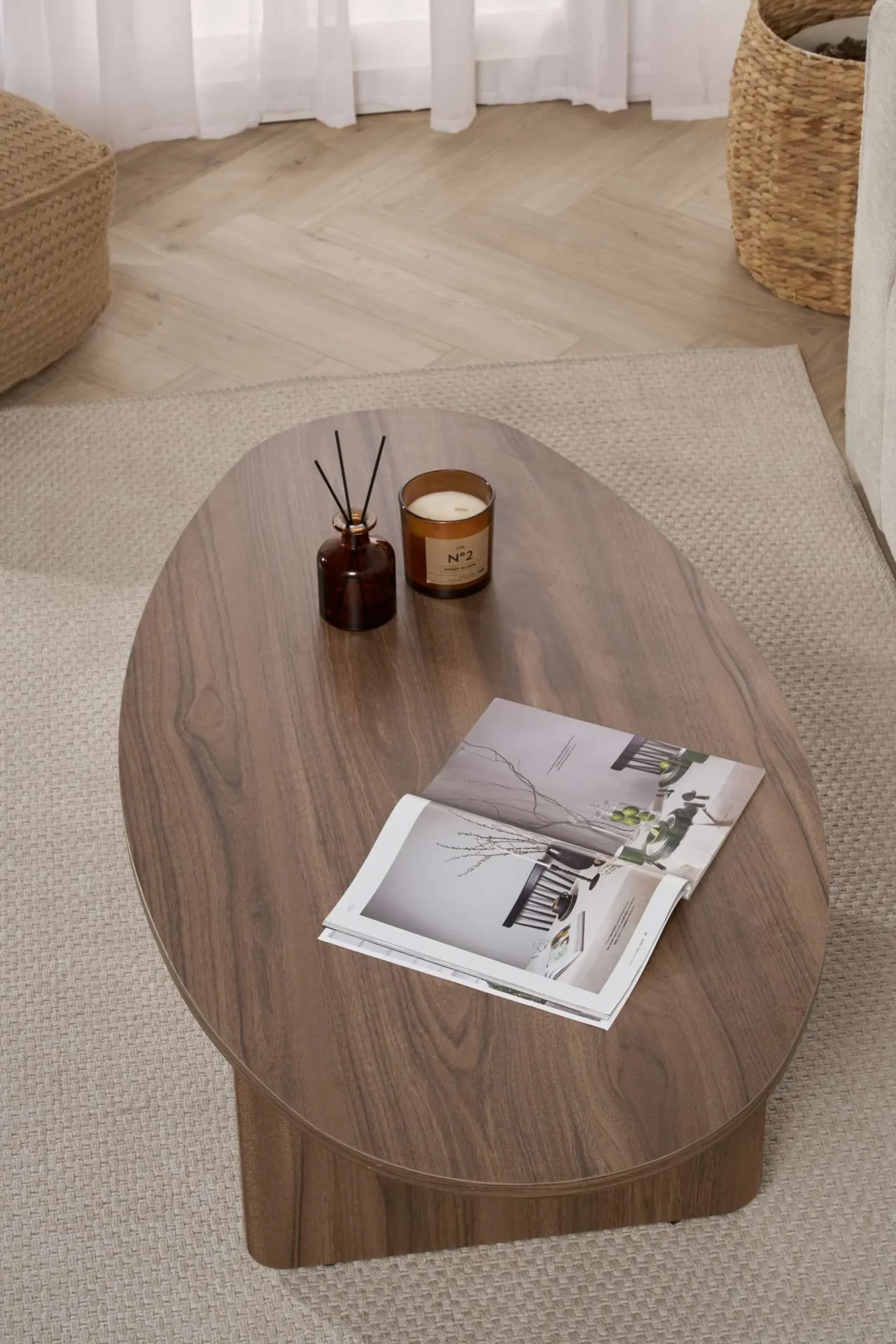 Emob Couchtisch Orba - 100% MELAMINE - Walnuss - 40 x 65 x 120 cm