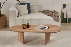 Emob Couchtisch Ovalis - 100% MELAMINE - Atlantik-Kiefer - 40 x 65 x 130 cm