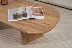 Emob Couchtisch Ovalis - 100% MELAMINE - Atlantik-Kiefer - 40 x 65 x 130 cm