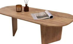 Emob Couchtisch Ovalis - 100% MELAMINE - Atlantik-Kiefer - 40 x 65 x 130 cm