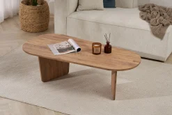 Emob Couchtisch Ovalis - 100% MELAMINE - Atlantik-Kiefer - 40 x 65 x 130 cm