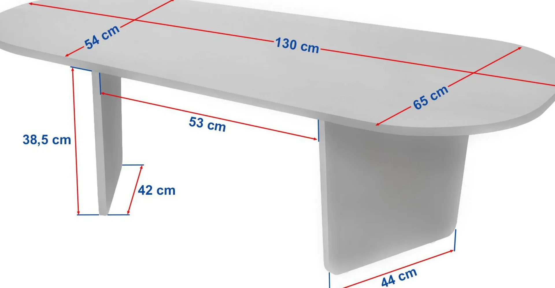 Emob Couchtisch Ovalis - 100% MELAMINE - Eiche - 40 x 65 x 130 cm