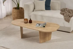 Emob Couchtisch Ovalis - 100% MELAMINE - Eiche - 40 x 65 x 130 cm