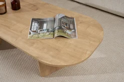 Emob Couchtisch Ovalis - 100% MELAMINE - Eiche - 40 x 65 x 130 cm