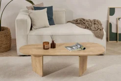 Emob Couchtisch Ovalis - 100% MELAMINE - Eiche - 40 x 65 x 130 cm