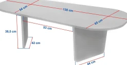Emob Couchtisch Ovalis - 100% MELAMINE - Travertin - 40 x 65 x 130 cm