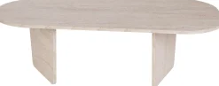 Emob Couchtisch Ovalis - 100% MELAMINE - Travertin - 40 x 65 x 130 cm