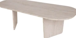Emob Couchtisch Ovalis - 100% MELAMINE - Travertin - 40 x 65 x 130 cm
