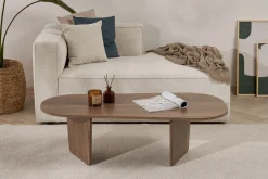 Emob Couchtisch Ovalis - 100% MELAMINE - Walnuss - 40 x 65 x 130 cm