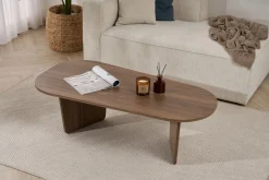 Emob Couchtisch Ovalis - 100% MELAMINE - Walnuss - 40 x 65 x 130 cm