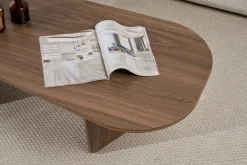 Emob Couchtisch Ovalis - 100% MELAMINE - Walnuss - 40 x 65 x 130 cm