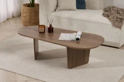 Emob Couchtisch Ovalis - 100% MELAMINE - Walnuss - 40 x 65 x 130 cm