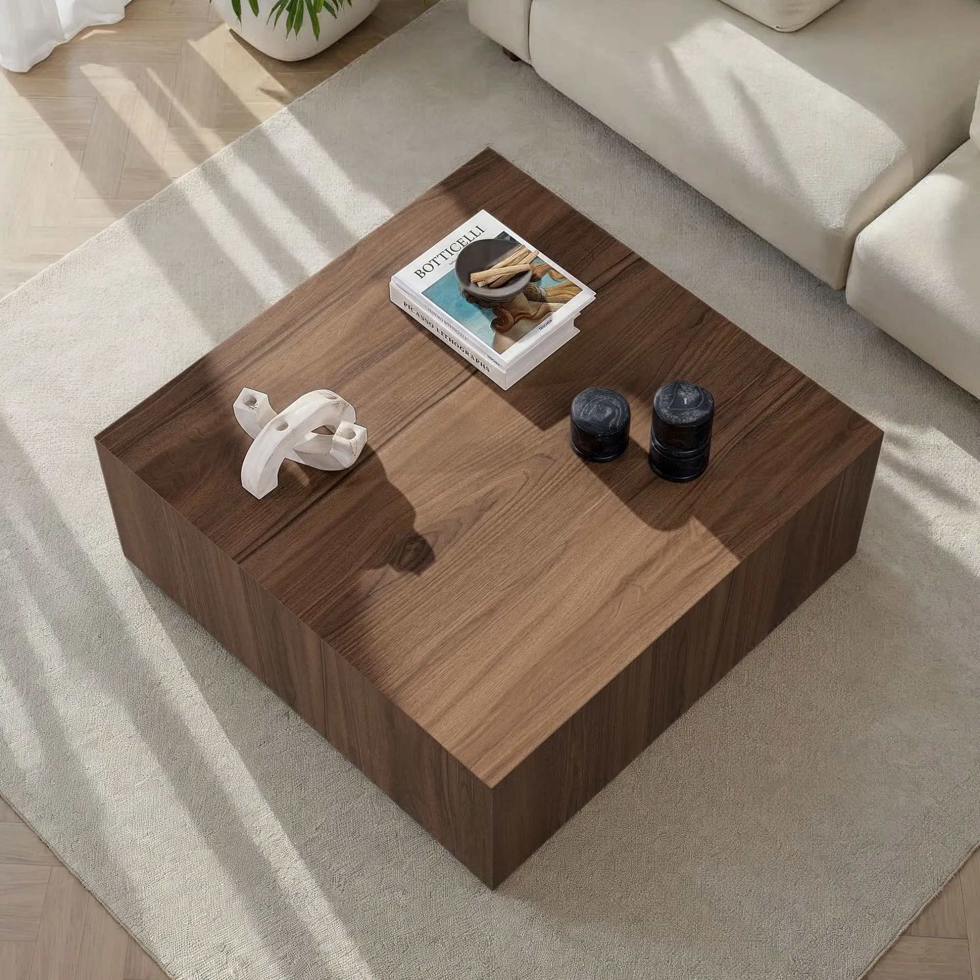 Emob Couchtisch Prizma - 100% MDF - Walnuss - 35 x 90 x 90 cm