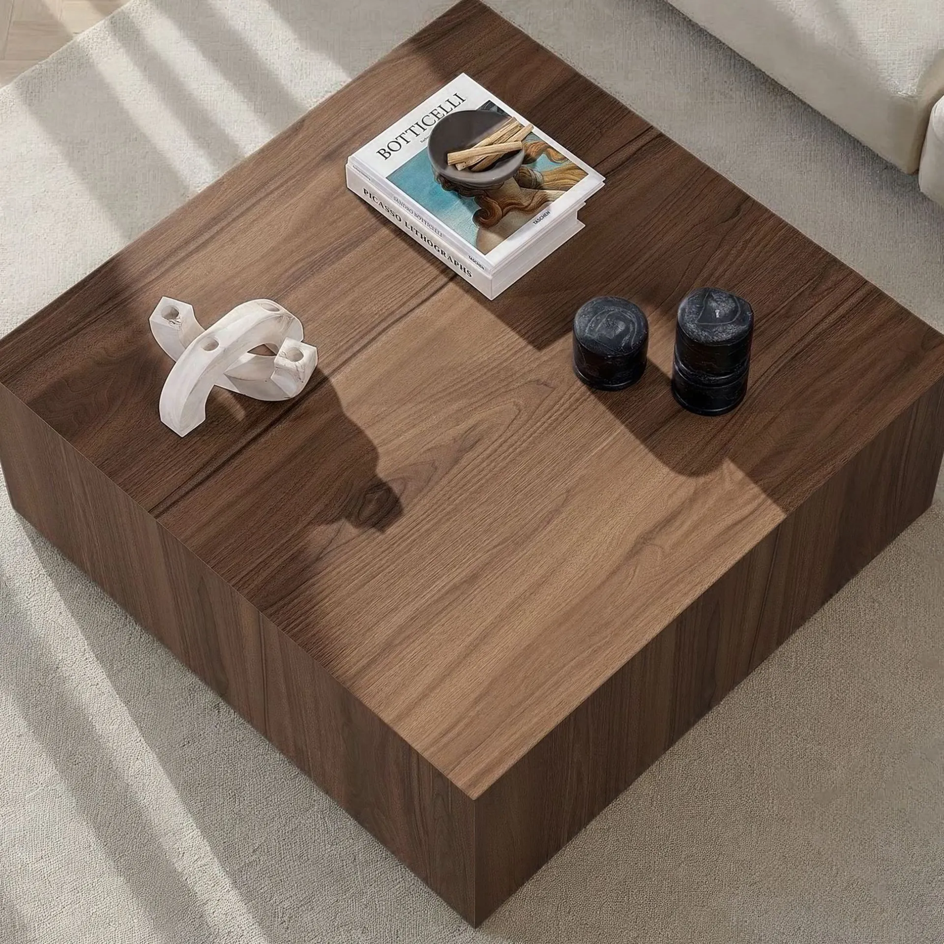 Emob Couchtisch Prizma - 100% MDF - Walnuss - 35 x 90 x 90 cm