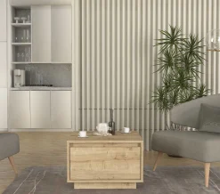 Emob Couchtisch Pura - 60x60x40cm mit Ablageschublade - Eiche Dekor