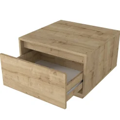 Emob Couchtisch Pura - 60x60x40cm mit Ablageschublade - Eiche Dekor