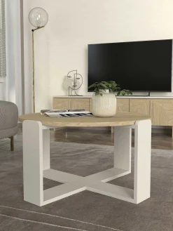 Emob Couchtisch Rebel - Ø70x38cm - weiß/Eiche Dekor
