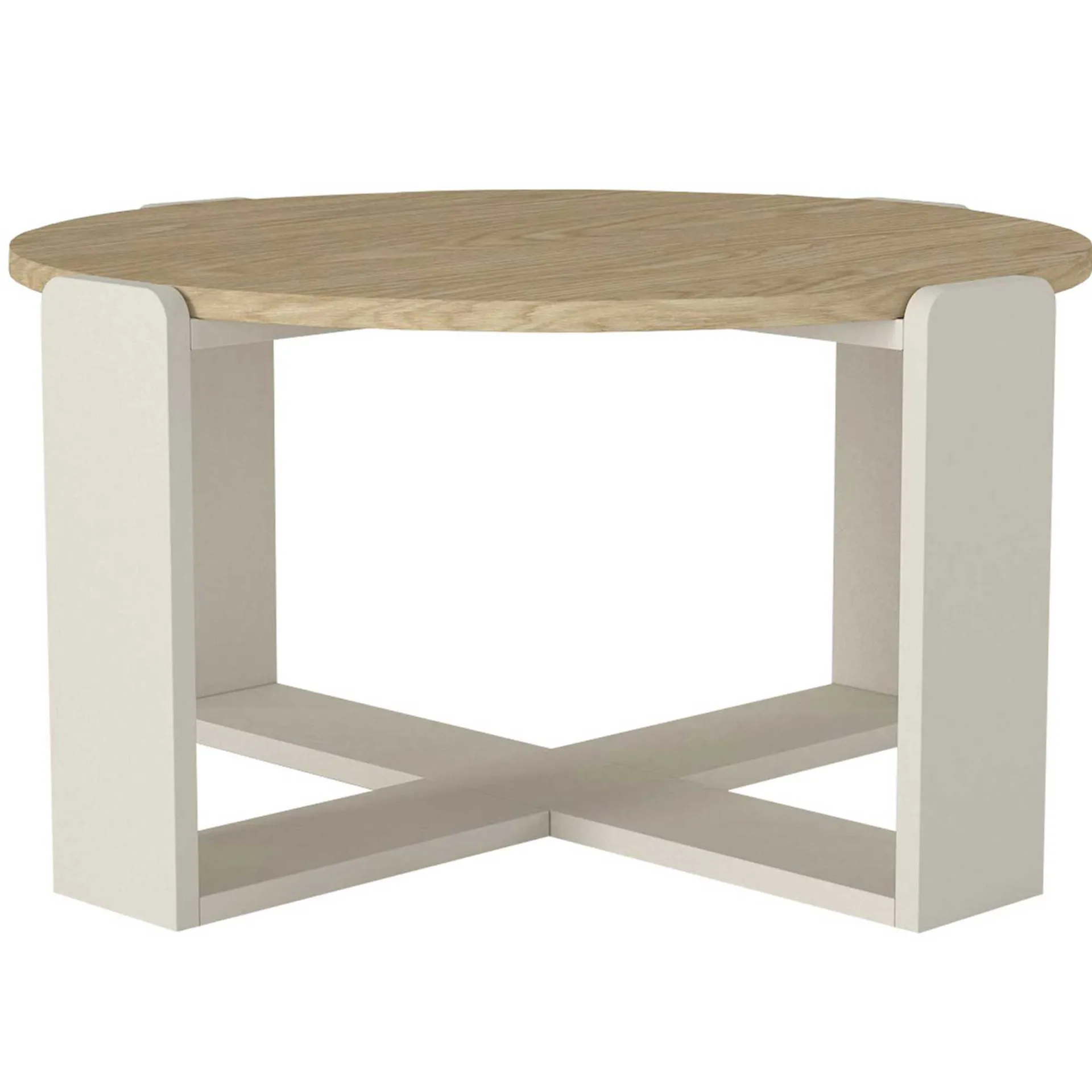 Emob Couchtisch Rebel - Ø70x38cm - weiß/Eiche Dekor